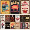 BBQ Zone  Home Decor Metal Tin Sign Vintage Dad`s BBQ Yard Outdoor Party Decoration Plate Retro Barbecue Rules Slogan Metal Sign