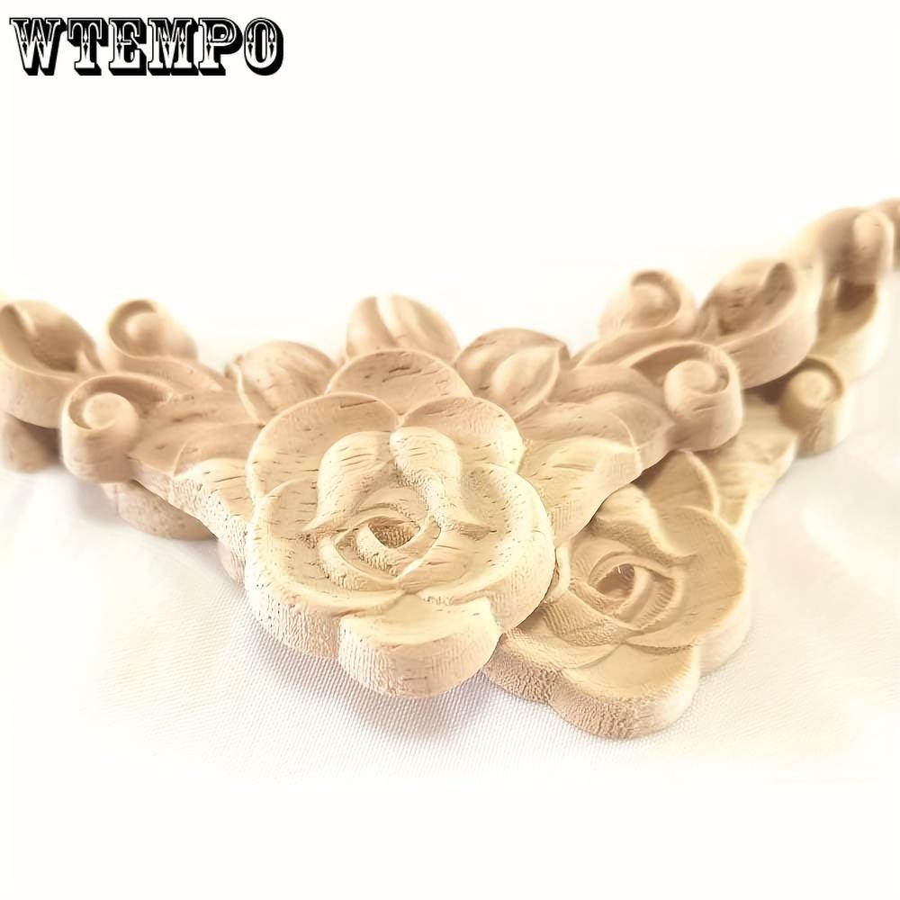 20 шт. незаконченных аппликаций с резьбой по дереву в виде роз, декоративные квадратные угловые элементы, 3,15" X 3,15", для самостоятельного изготовления мебели, гардероба и украшения шкафа