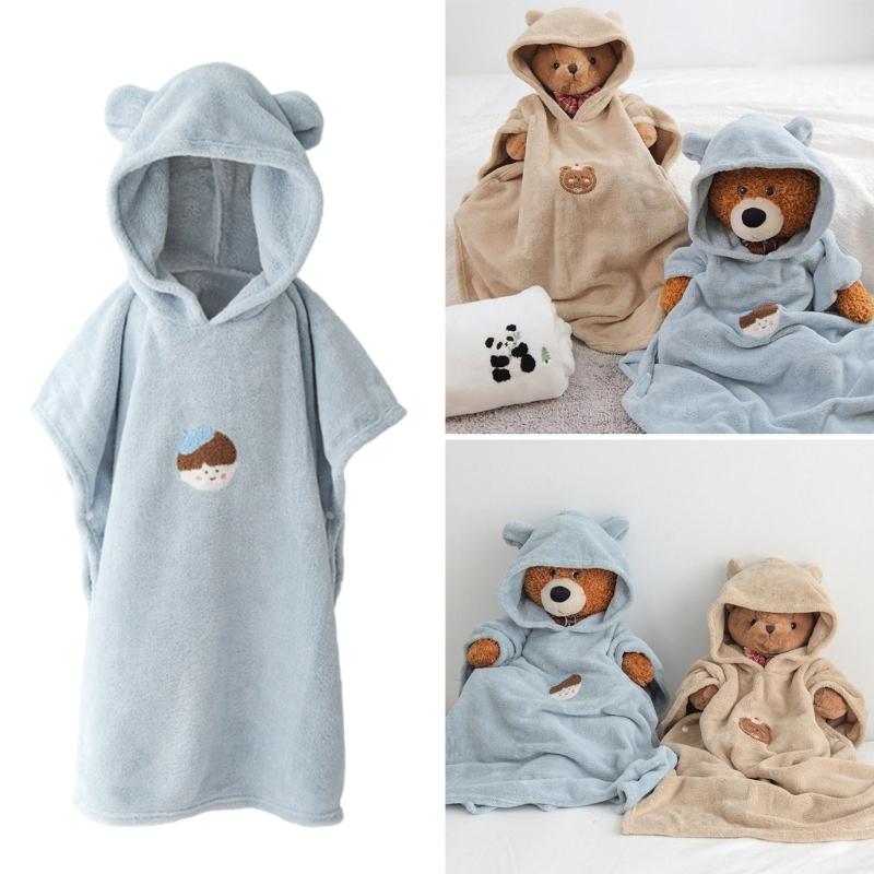 Детский халат с капюшоном, банное полотенце, дышащая детская накидка, быстросохнущий, мягкий, мультяшный плащ, пончо для новорожденных, с высокой впитываемостью