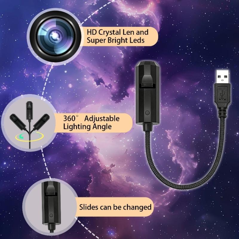 Семь тематических USB-проекционных потолочных атмосферных светильников, включая узоры Планета/Полумесяц, подходят для спальни, гостиной