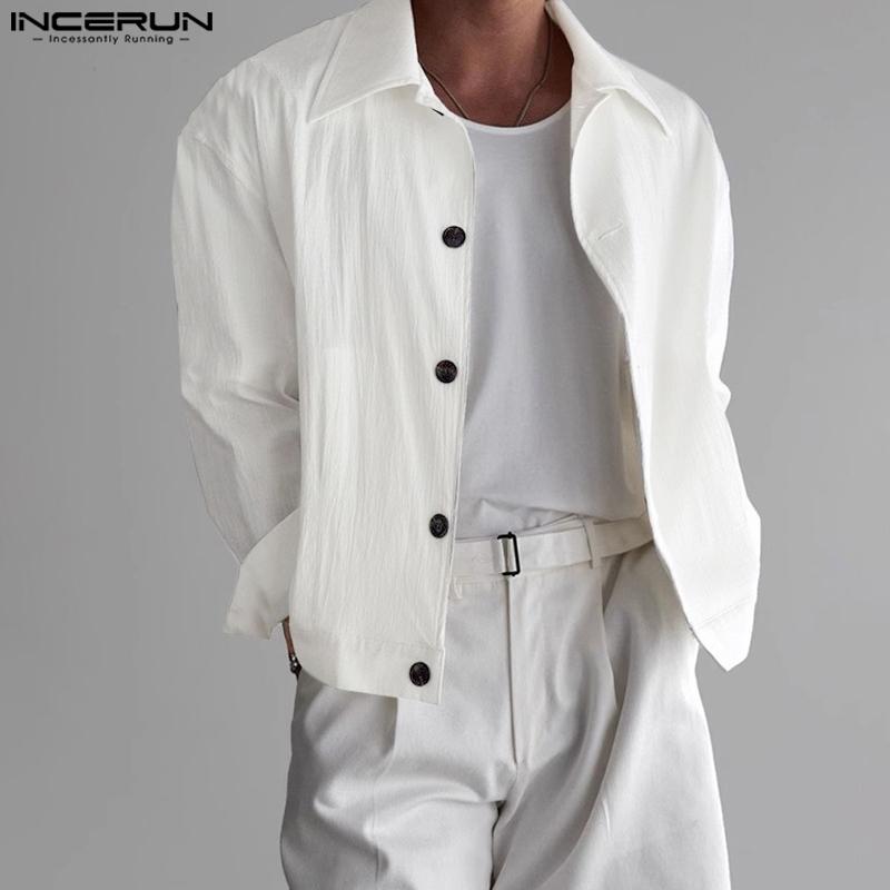 INCERUN Mens Oversized Long Sleeve Button Down Casual Loose Shirts
