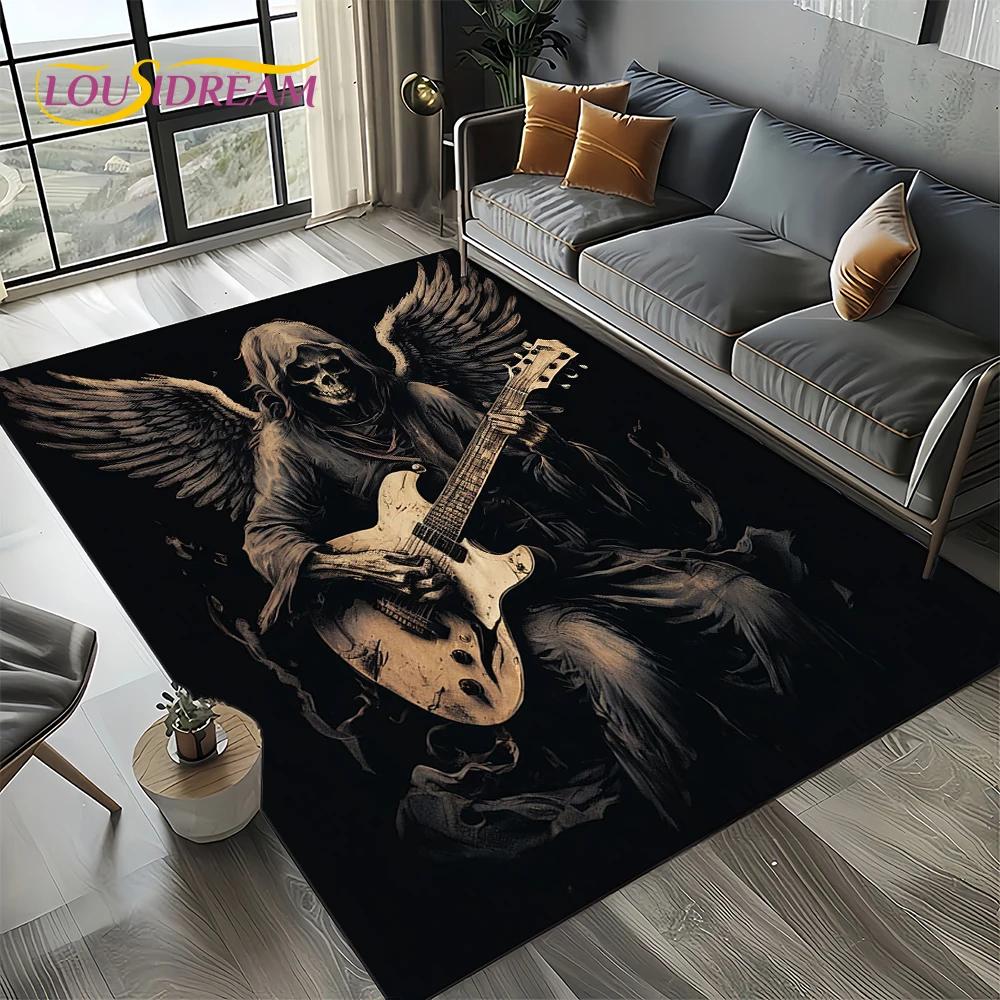 27 Style New Skull Electric Guitar Classical Guitar Carpet Rug for Living Room Bedroom Home Sofa,kid Area Rug Non-slip Floor Mat