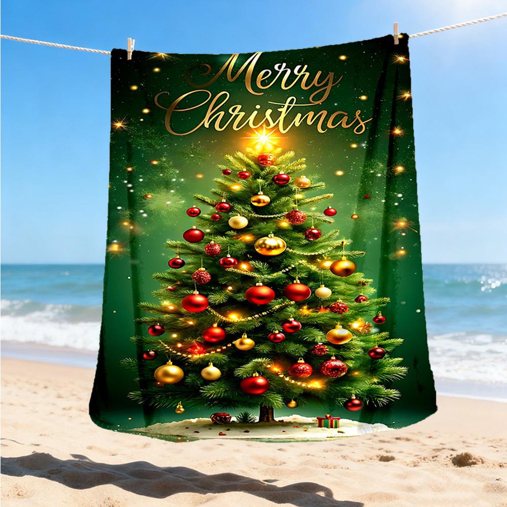 1pc Christmas Tree Decorations Outdoor Flannel Blanket , Machine Washable Perfect Gift for Birthday , Holiday Travel Accessory , Durable Material