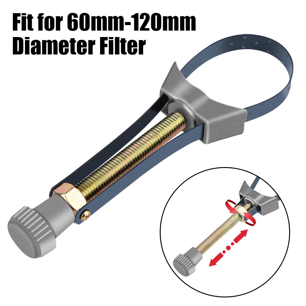 Стальной ремешок, гаечный ключ, ручные инструменты, инструмент для снятия автомобильного масляного фильтра, регулируемый диаметр от 60 мм до 120 мм