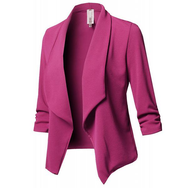 Fashion Women's Clothing Slim Fit Long Sleeve Pleated Solid Color Versatile Small Suit Coat Large