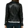 Черная женская кожаная куртка в байкерском стиле из овчины с молнией и карманом