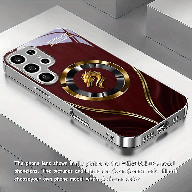 Creative high-end red lens dragon electroplated silver phone case for Samsung Galaxy S26 S25 S24 S23 S22FE Ultra Plus drop Cover