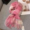 100% Pure Wool Scarf Female Winter Warm Cashmere Shawl Checkerboard Grain Design Couple Accessory Premium Sense Windproof Scarf