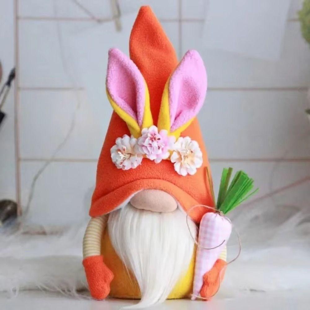 Kawaii Easter Faceless Dwarf Doll Mini Gnome Rabbit Doll Flower Easter Decoration  Home