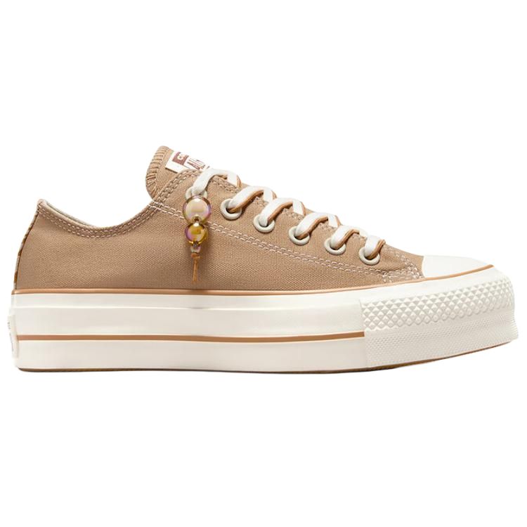 Converse Chuck Taylor All Star Lift Low Khaki Charm Women Sneakers Brown White A11619C