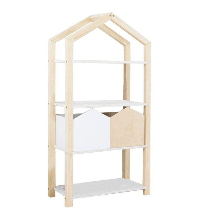 Etagère cabane TALLY - bois verni et blanc