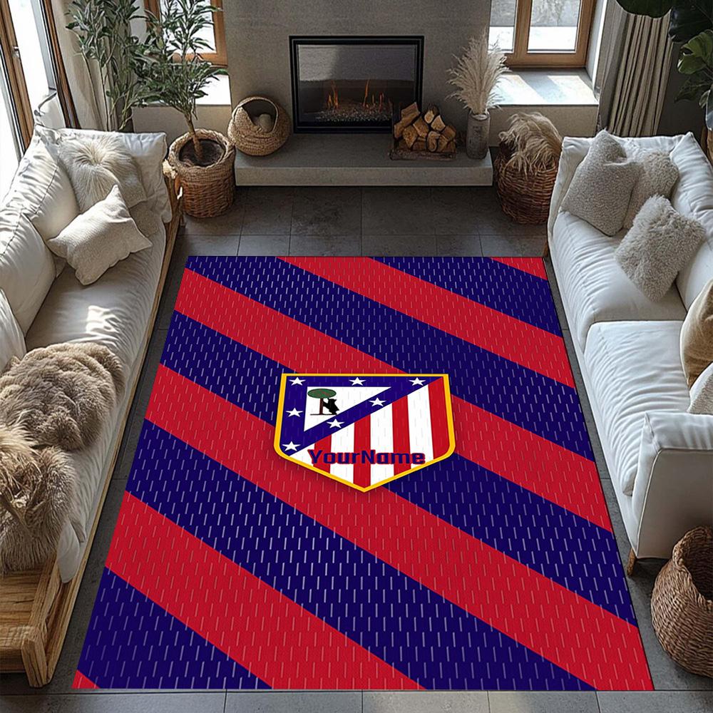 Atletico Madrid Personalized Name Floor Rug Office Rug Suitable for Study room Foyer Entryway Hallway Anti-slip Rug Decorate Offices