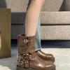 2025 British Style Women's Chunky Heel Martin Boots - Retro Square Toe Slip-On Ankle & Cowboy Riding Boots