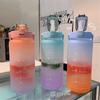 2L Sports Straw Water Bottle With Stickers Portable Large Capacity Fitness Bike Cup Summer Ice Cold Water Jug With Time Marker