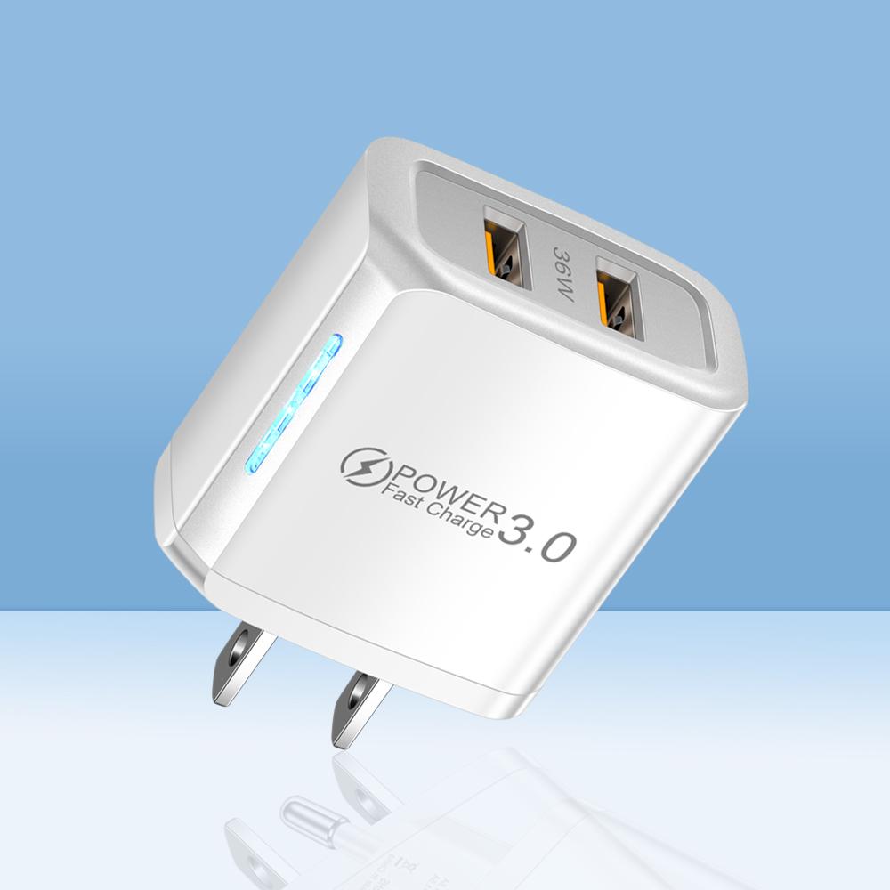 Двойное зарядное устройство USB 36 Вт Quick Charge 3.0 Быстрая зарядка QC 3.0 Адаптер зарядного устройства для мобильного телефона для iPhone Samsung Xiaomi EU/US Plug