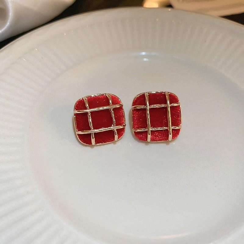 Vintage Red Flocking Earrings Collection Bow Knot Earstuds Vintage Style Earrings Jewelry Gift