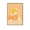 Nordic Design Decorative Painting, Cat Cartoon Wall Art, Minimalist Framed Canvas for Living Room, Bedroom