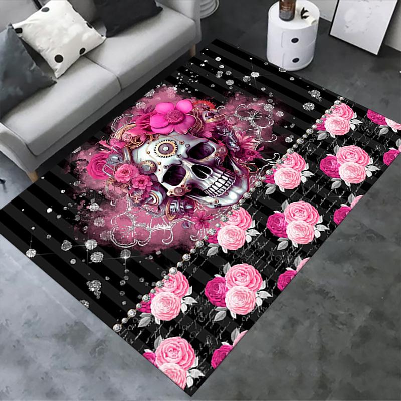 Skull Carpet Rug for Living Room Bedroom Home Sofa Decoration,Kids play Non-slip Floor Mat