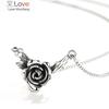 Foxanry 925 Stamp Necklace For Women Trendy Elegant Vintage Make Old Design Rose Flower Thai Silver Party Jewelry Gift