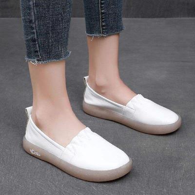 Женские лоферы на плоской подошве, дышащие, для беременных, медсестер, маленькие белые туфли, универсальные, на один педаль