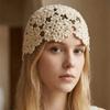 Hollow Knit Skullies Caps Handmade Beanies Cap Casual Crochet Flower Hat  Ladies