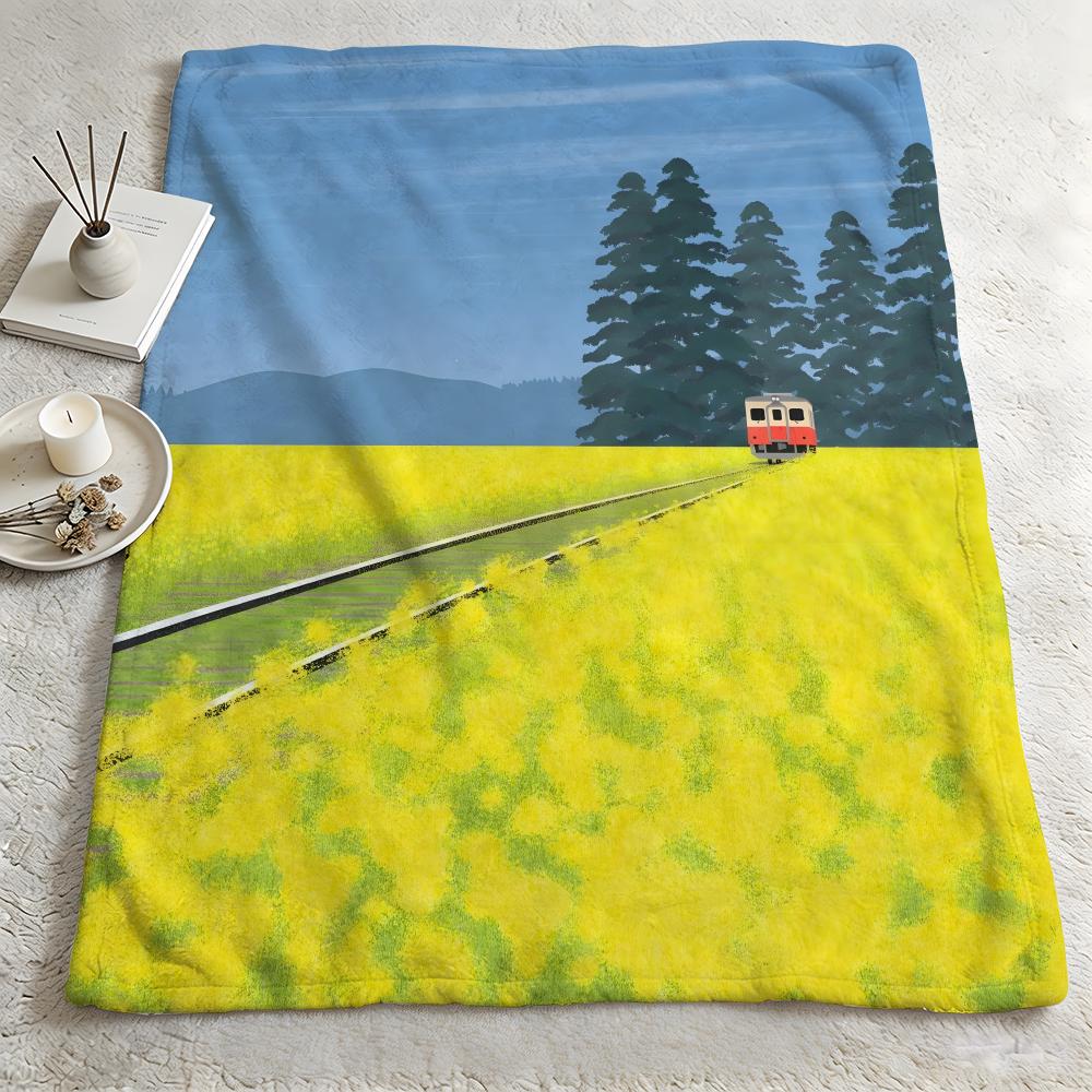 artist R-Ryo Takemasa-A Throw Warm Soft Flannel Blanket, Multi-use for Sofa Bed Camping Travel Nap