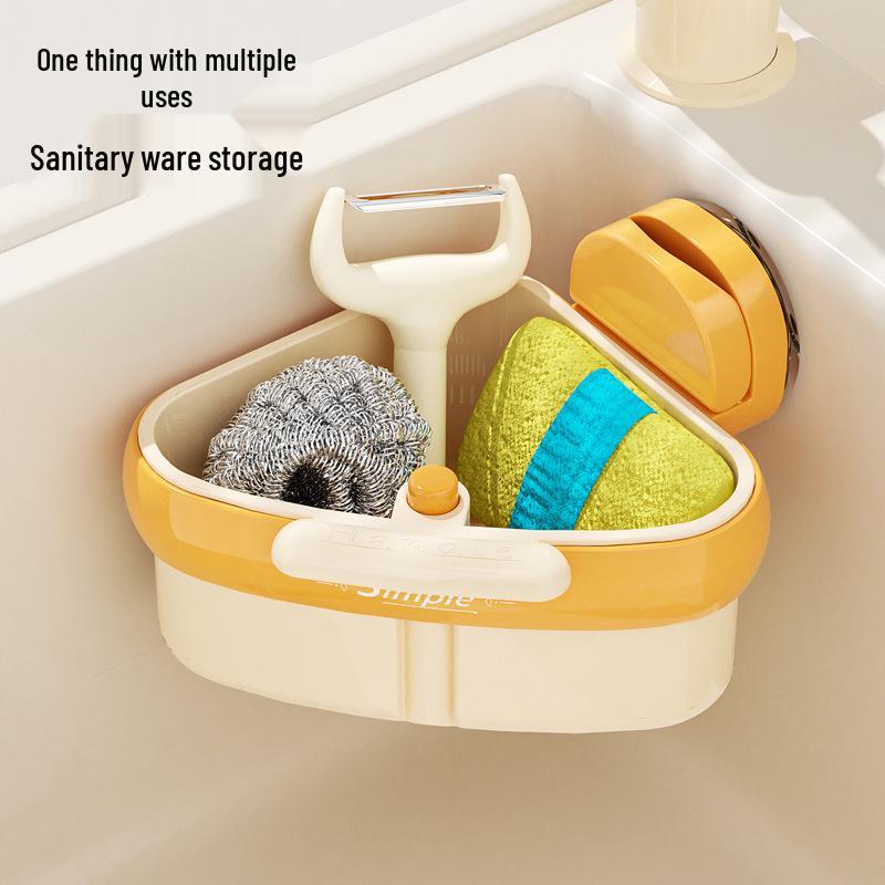 Triangular Sink Suction Cup Drain Basket for Leftovers & Tea Residue Filtering