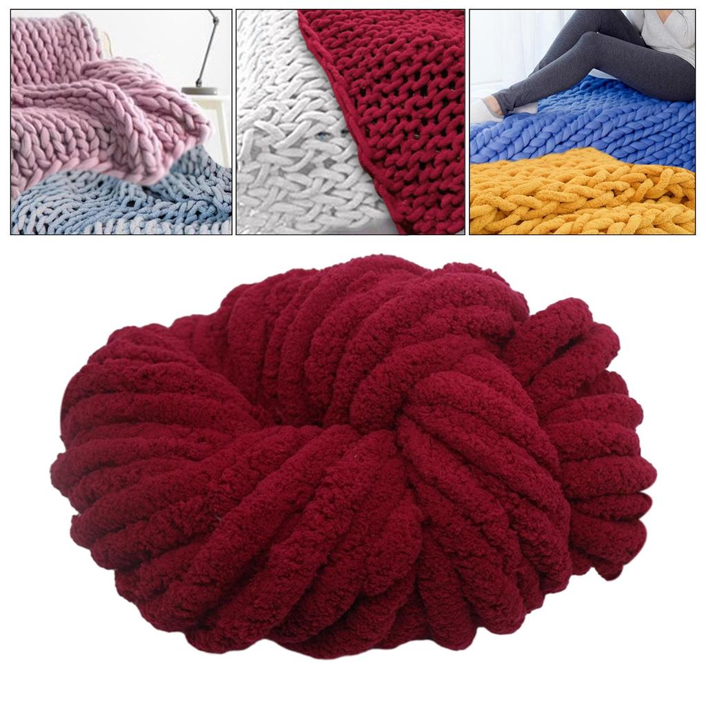 Chunky Chenille Yarn Thick Yarn Jumbo Gauge 7 Plush Yarn Acrylic Bulky Yarn for Bed Hand Knitting Crochet Throw Cushion