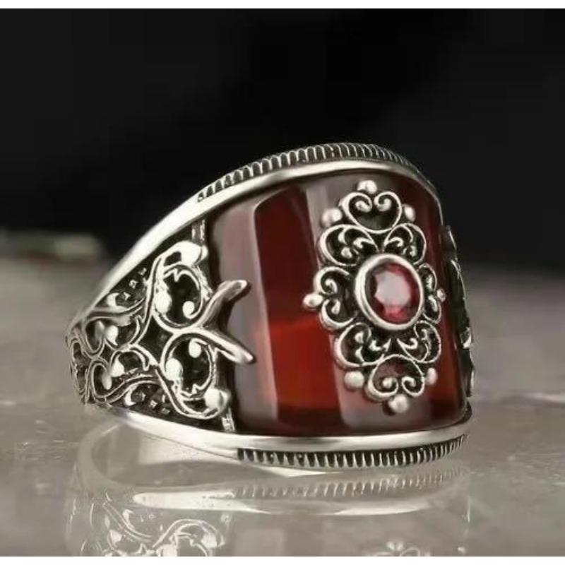 Мужское кольцо в стиле ретро Punkboy с жаждущим узором, черное кольцо в форме яйца с кристаллами серебряного цвета для мужских вечеринок, ювелирные изделия, размер 6-13