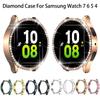 2024 Алмазный Чехол-Защита для Samsung Galaxy Watch 7 40мм 44мм PC Полый Противоударный Чехол для Samsung Watch 6 5 4 Женский