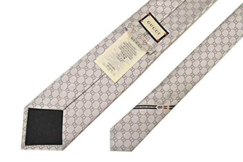 GUCCI brand GG tie, pattern, silver.