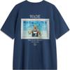 Wade Series Printed Letter Crew Neck Comfortable Breathable Short Sleeve T-Shirt Men Tops Deep-Navy AHSU845-6