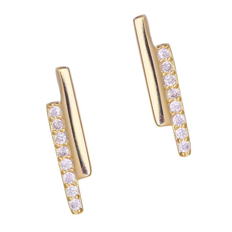 925 Sterling Silver Grometric Strip Stud Earrings For Women Girls Cubic Zircon Korean Jewelry Daily Accessories S-E1255