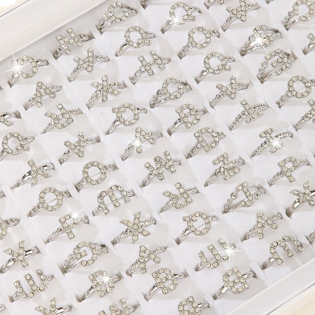 10Pcs Female adjustable zirconia ring with simple and elegant style, versatile ring, letter ring