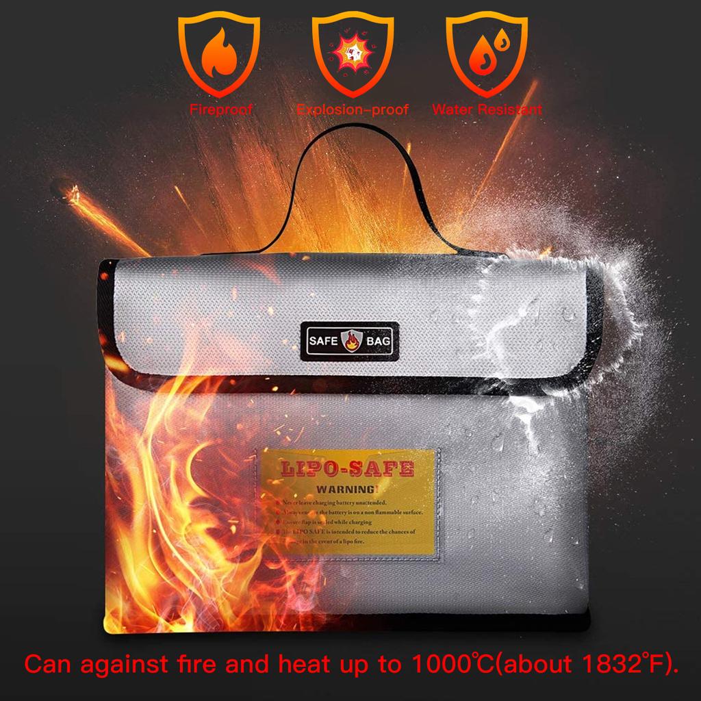 Portable Fireproof Explosionproof Lipo Battery Guard Safe Bag Large Storage Space for Battery Storage and Charging with
