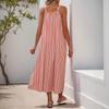 Women's Summer Halter Dress Bow Striped Loose Dress