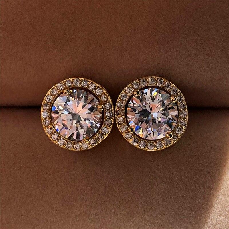2pcs Crystal Earrings For Women Fashion Trendy Round Stud Earrings Holiday Party Gifts