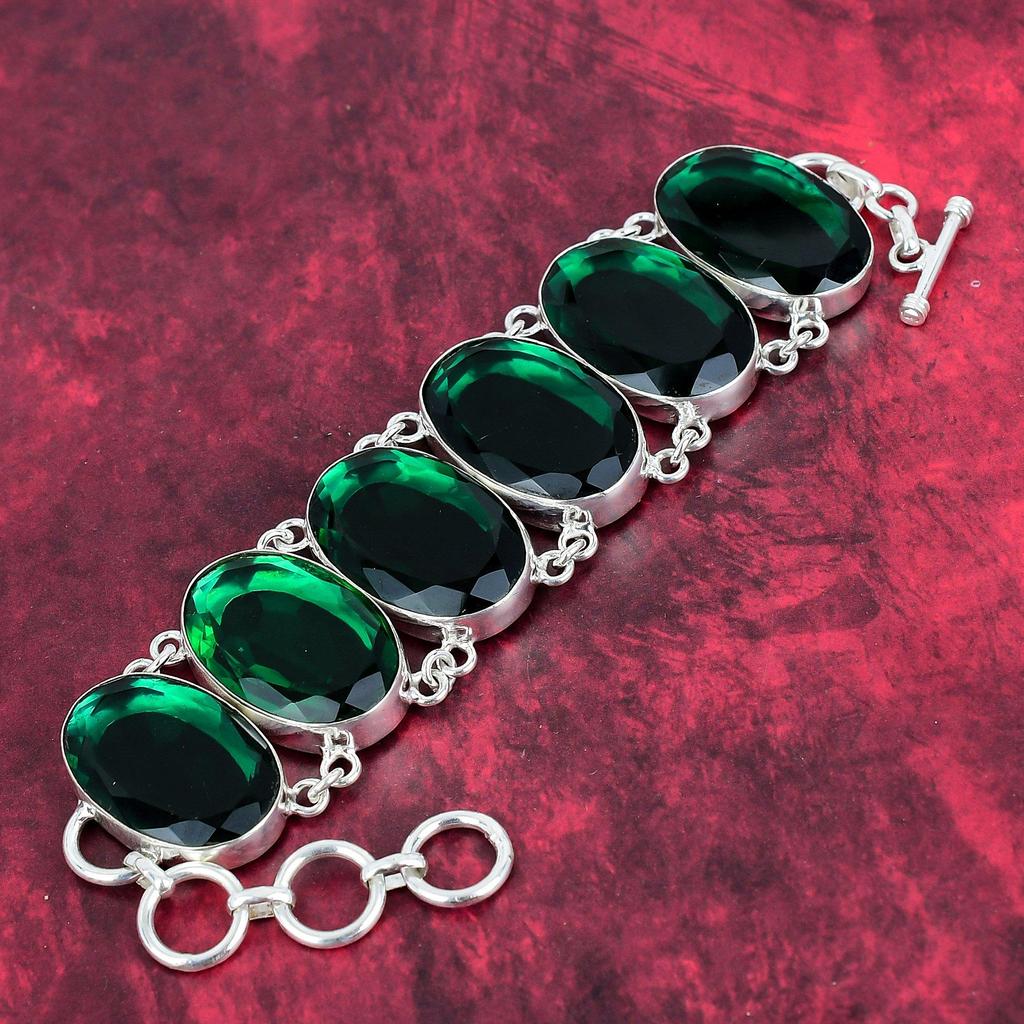 Faceted Chrome Diopside Gemstone Jewelry, 925 Solid Sterling Sliver Necklace & Bracelet Jewelry Set For Wife, Handmade Lovely Diopside Jewelry For Her