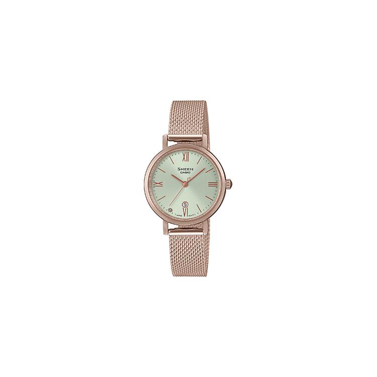 Casio SHEEN Кварцевые часы на стальном ремешке Женские часы Синий циферблат SHE-4539