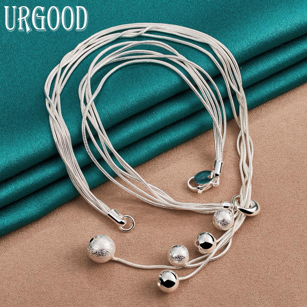 Ожерелье из стерлингового серебра 925 пробы со змеиной цепочкой и бусинами, модные ювелирные изделия