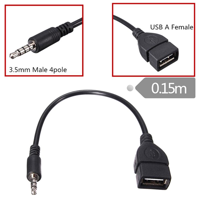 1 шт., 3,5 мм, штекерный аудиоразъем Aux для USB 2,0, тип A, кабель-адаптер преобразователя типа «мама»
