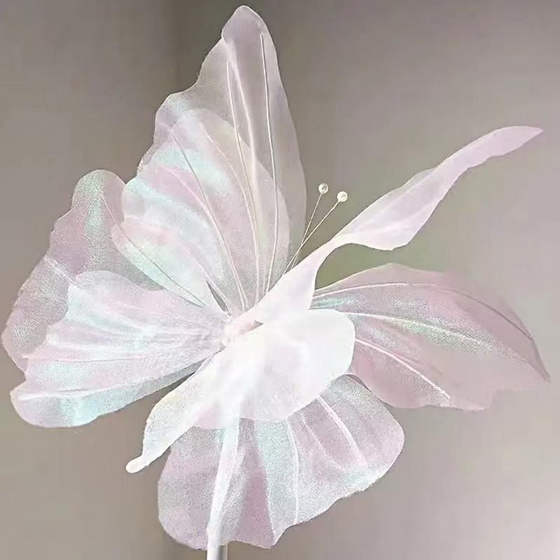 1PC Iridescent Butterfly Wall Decor Shop Window Display Art Butterfly Ornaments 3D Simulation 50cm