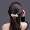 Простая элегантная заколка для волос с искусственным жемчугом и стразами, держатель для женского хвоста с маленькой пружинной застежкой, бант с цветочным дизайном