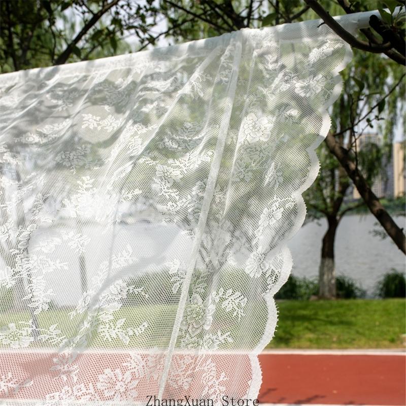 Elegant Rose Lace Curtains 63 Inches Long Florals Embroidery Window Panels for Bedroom Light Filtering Privacy