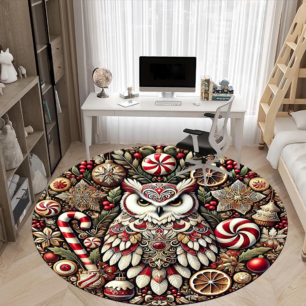 1pc Holiday Festive Office Round Area Rug, Under Office Chairs Bedroom Living Room Home Decor, Room Deco