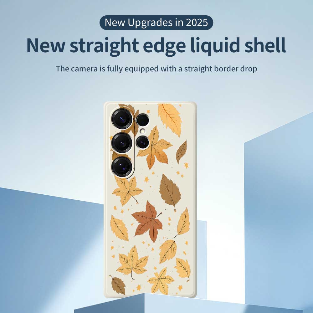 For Samsung Galaxy S25 Ultra Case Maple Leaves Pattern Printing Straight Edge TPU Phone Back Cover