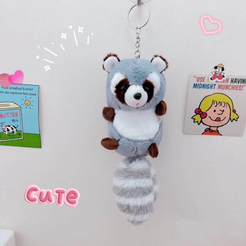 Мультяшный плюшевый енот брелок подвеска милый кавайный длиннохвостый плюшевый кукла брелок рюкзак украшения аксессуары подарки
