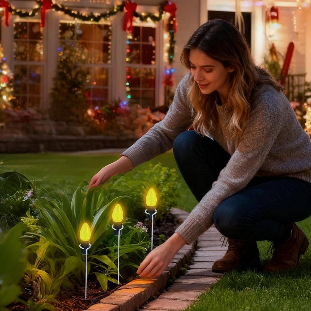 Колышки для рождественских огней для газона, земли, сада, украшения, 12-дюймовый металлический колышек для рождественских огней для дорожки, патио, тротуара, крыльца