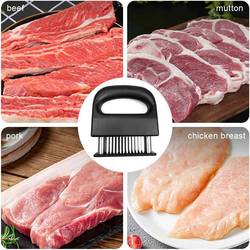 Meat Tenderizer Tool with 48 Stainless Steel Needle Blades Meat Tenderizer Needle with Safely Lock