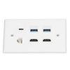 6 Port Wall Plate 2xHD Multimedia Interface 2xUSB3.0 1xType C 1xCat6 Ethernet Wall Plate for TV Projector Computer